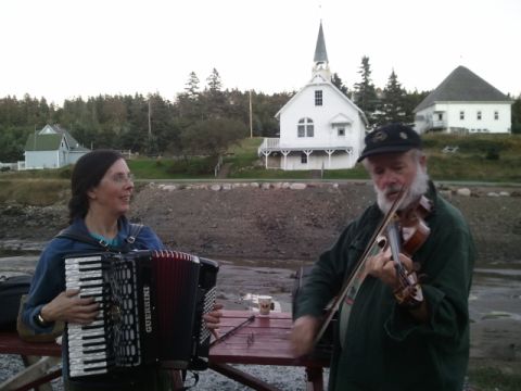 Performing at a lobster dinner in Frenchboro, Maine Performing at a lobster dinner in Frenchboro, Maine
