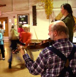 Calling and playing a dance at Jonathan Daniels School Calling and playing a dance at Jonathan Daniels School